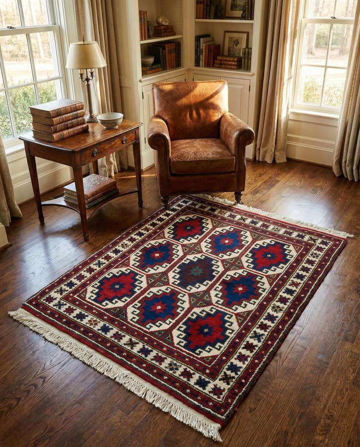 Detail image of 3' 4 x 4' 4 Hand Knotted Anatolian Oriental Wool Rug