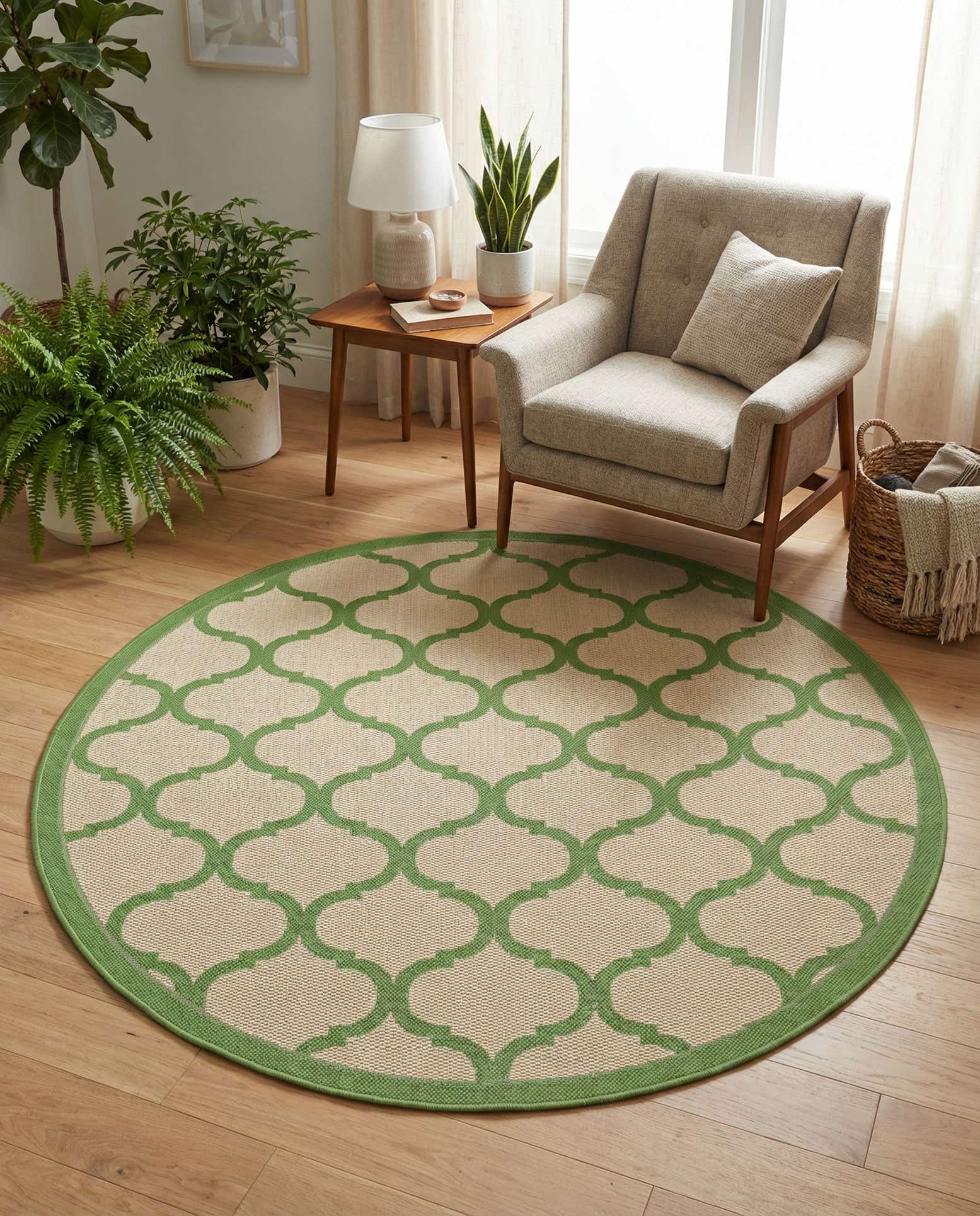 6' x 6' Easy-Clean Trellis Indoor / Outdoor Round Rug