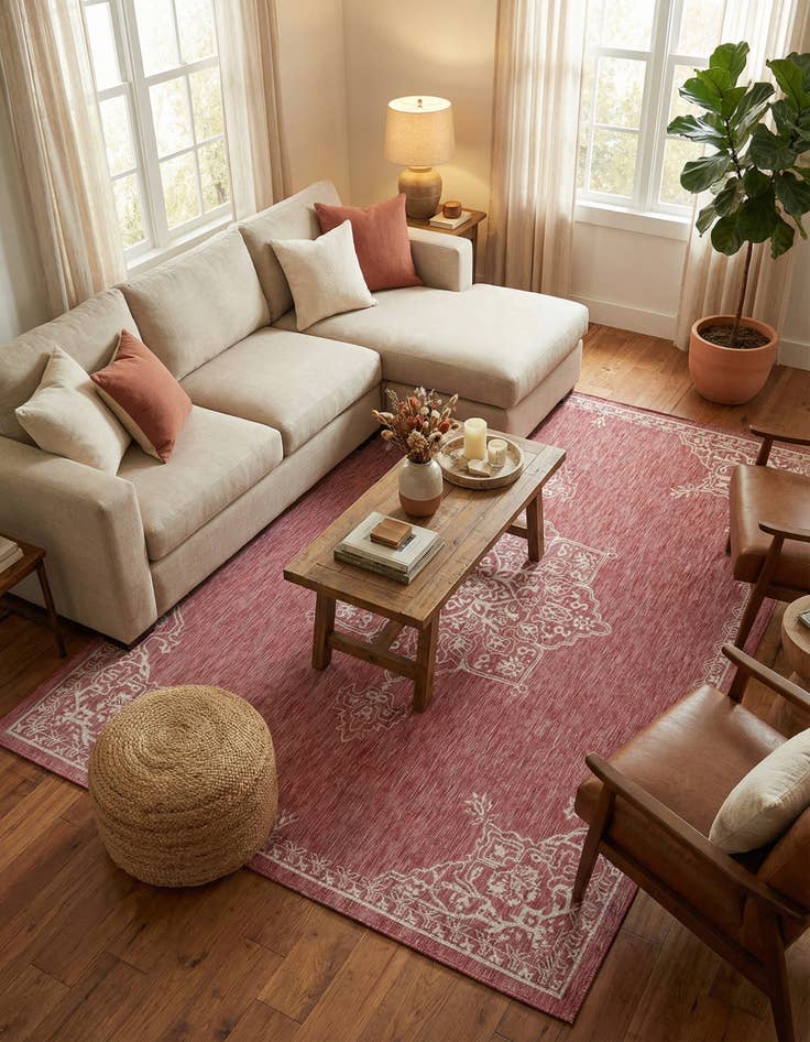 Detail image of 9' x 12' Washable Traditional Indoor / Outdoor Rug