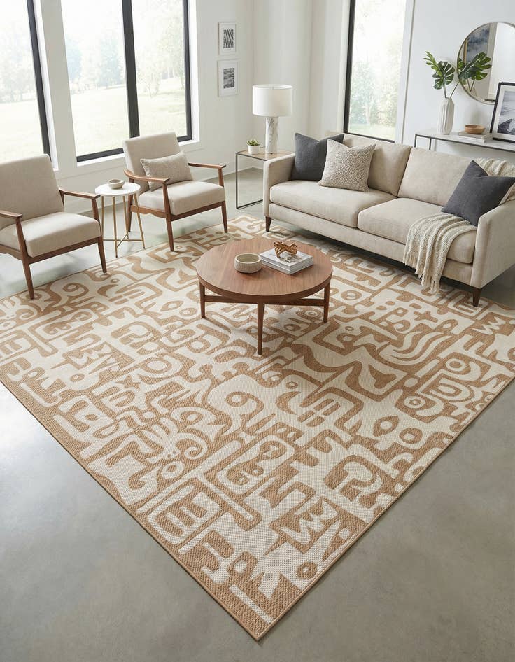 Detail image of 10' x 10' Washable Modern Indoor / Outdoor Square Rug