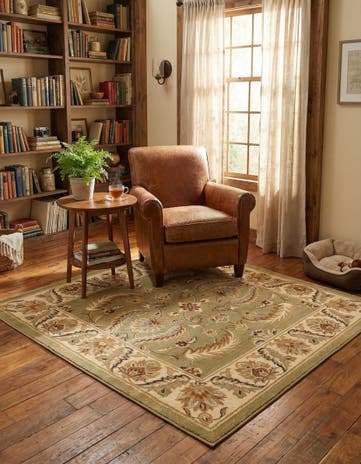 Green Aditi Square Rug