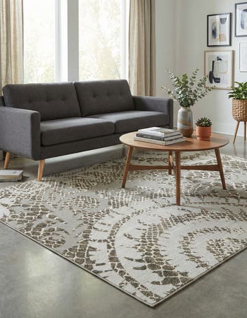 Cream Easy-Clean Modern Indoor / Outdoor Rug