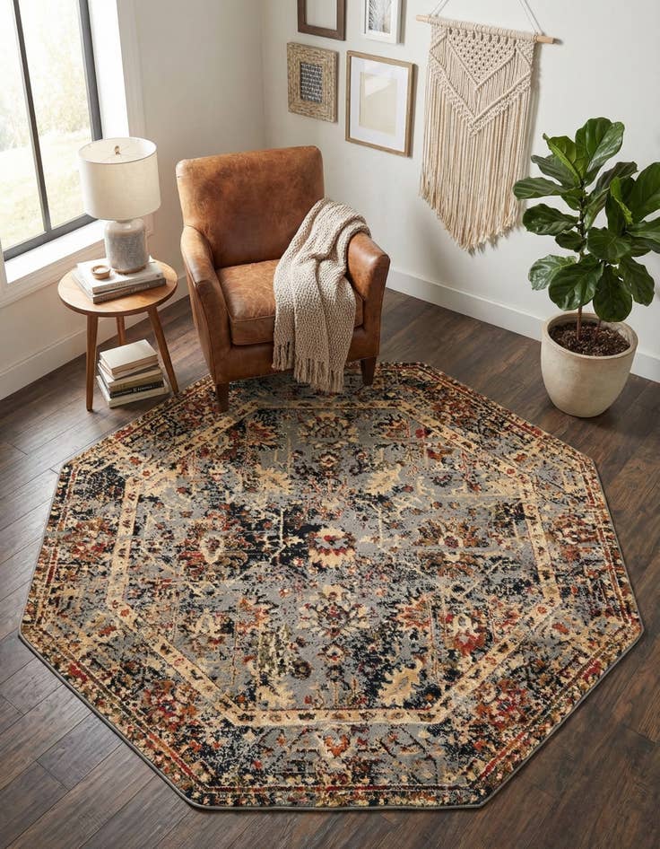 Detail image of 5' 3 x 5' 3 Saturn Octagon Rug