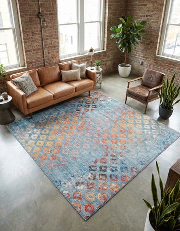 Blue Prism Square Rug
