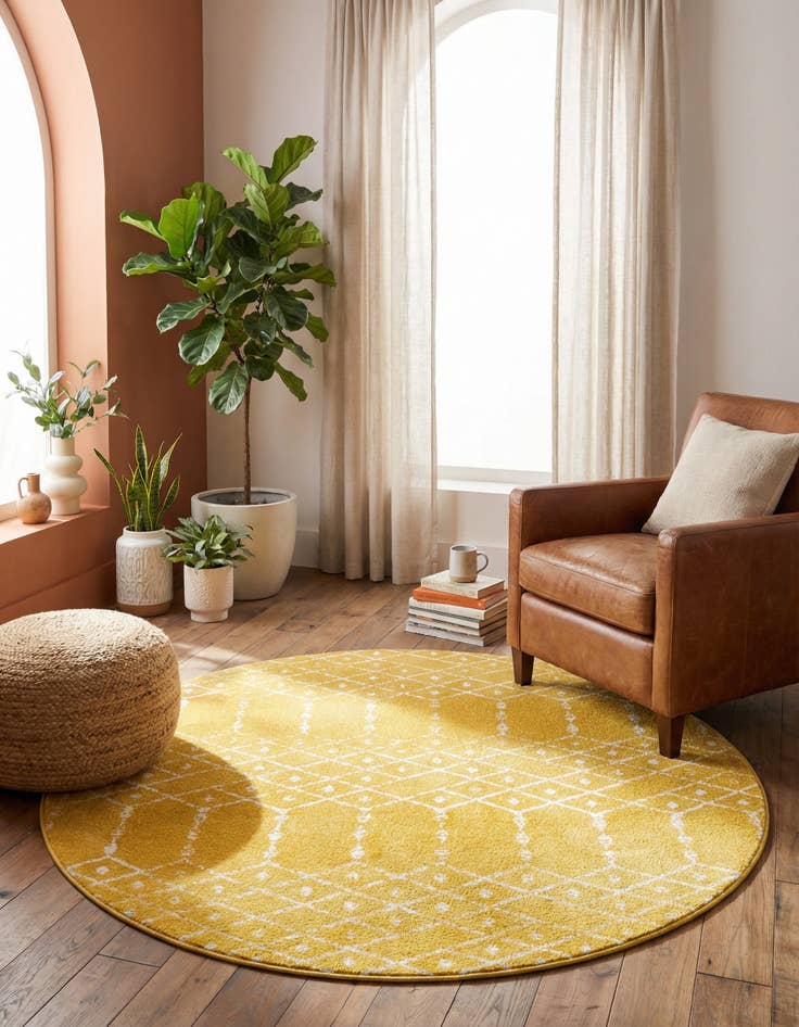 Detail image of 5' 3 x 5' 3 Paxon Trellis Round Rug