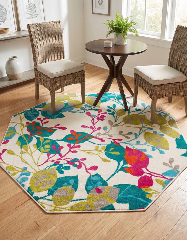 Detail image of 5' 3 x 5' 3 Azalea Octagon Rug