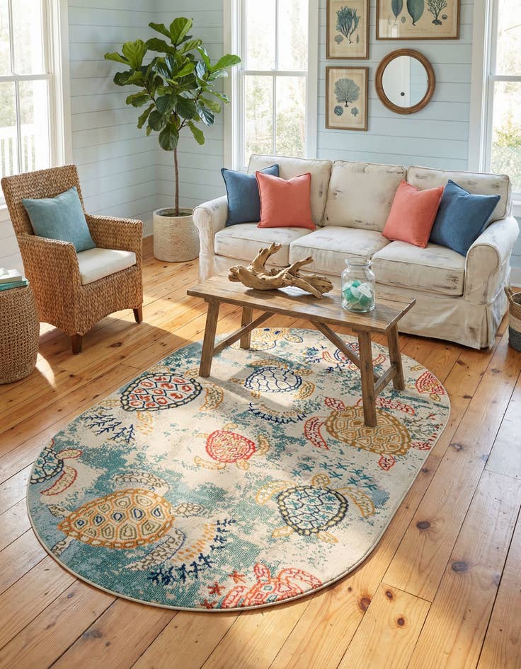 Detail image of 5' x 8'  Washable Capri Oval Rug