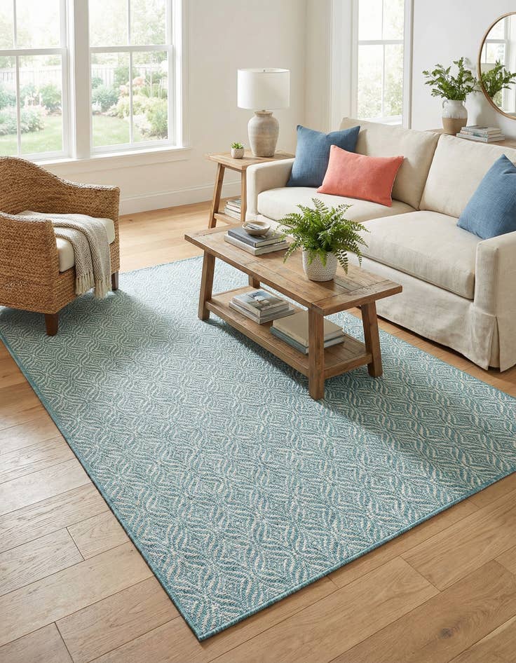 Detail image of 5' 3 x 8'  Washable Trellis Indoor / Outdoor Rug