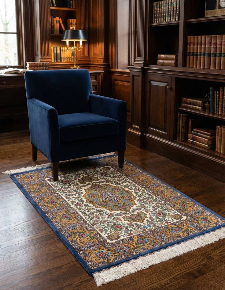 Detail image of 2' 7 x 3' 9 Ghom Silk Rug