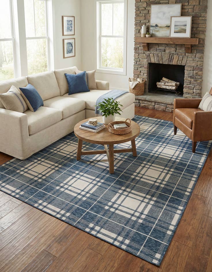 Detail image of 10' x 10'  Washable Checkered Indoor / Outdoor Square Rug