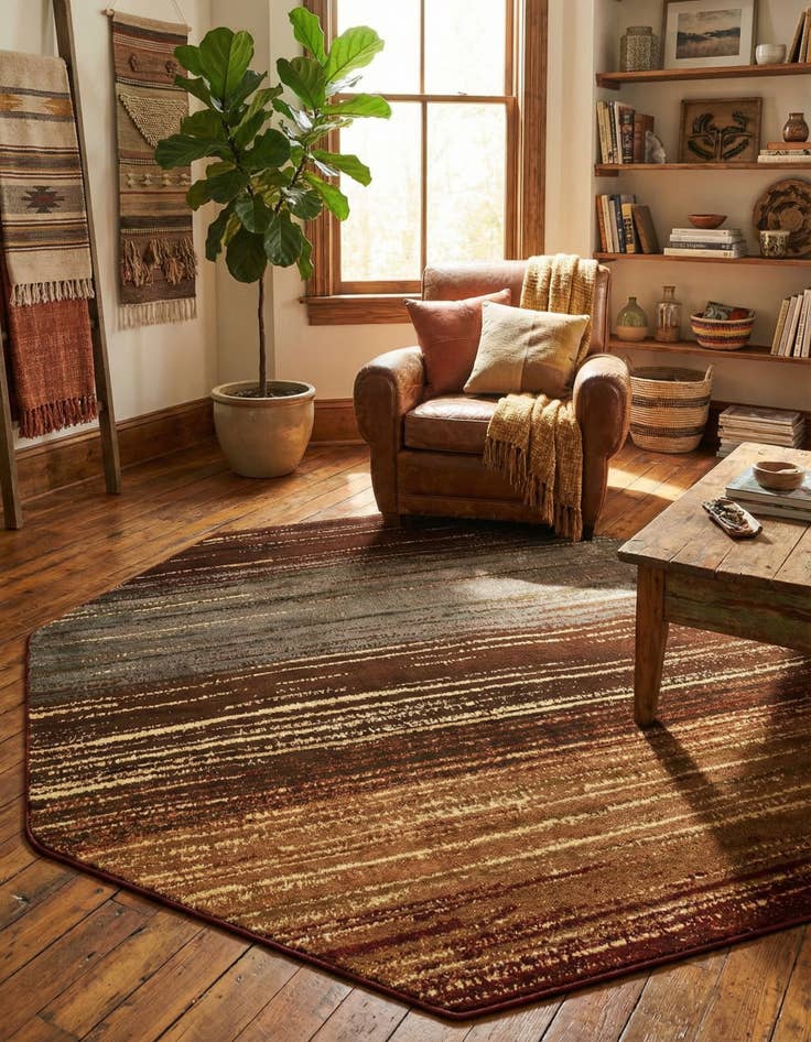 Detail image of 7' x 7' Coffee Shop Octagon Rug