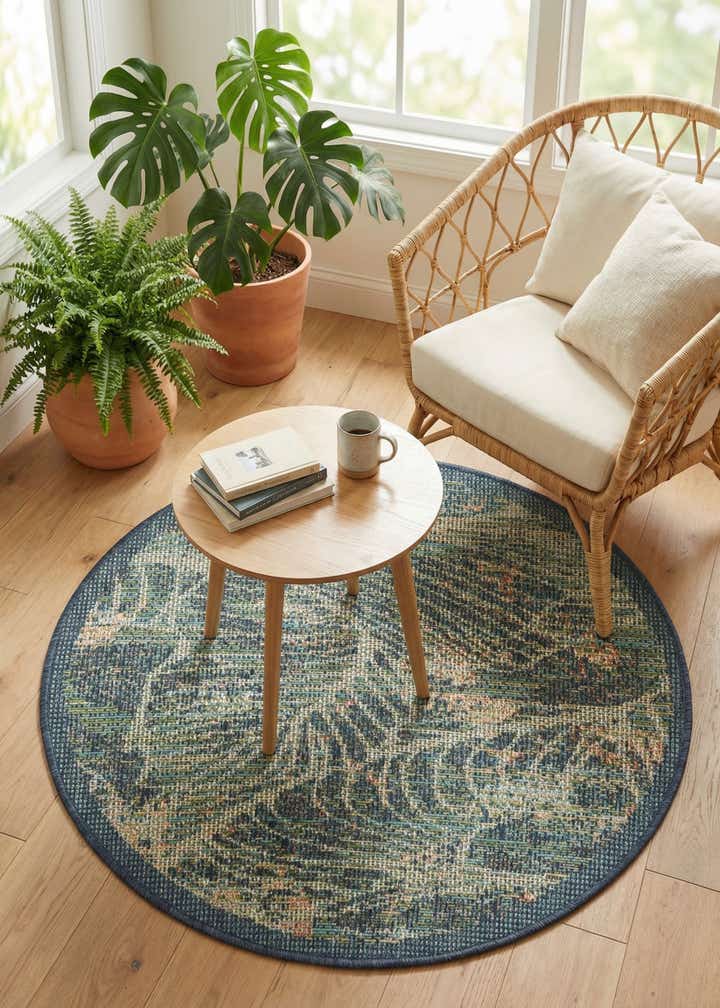 3' 3 x 3' 3 Easy-Clean Baja Indoor / Outdoor Round Rug