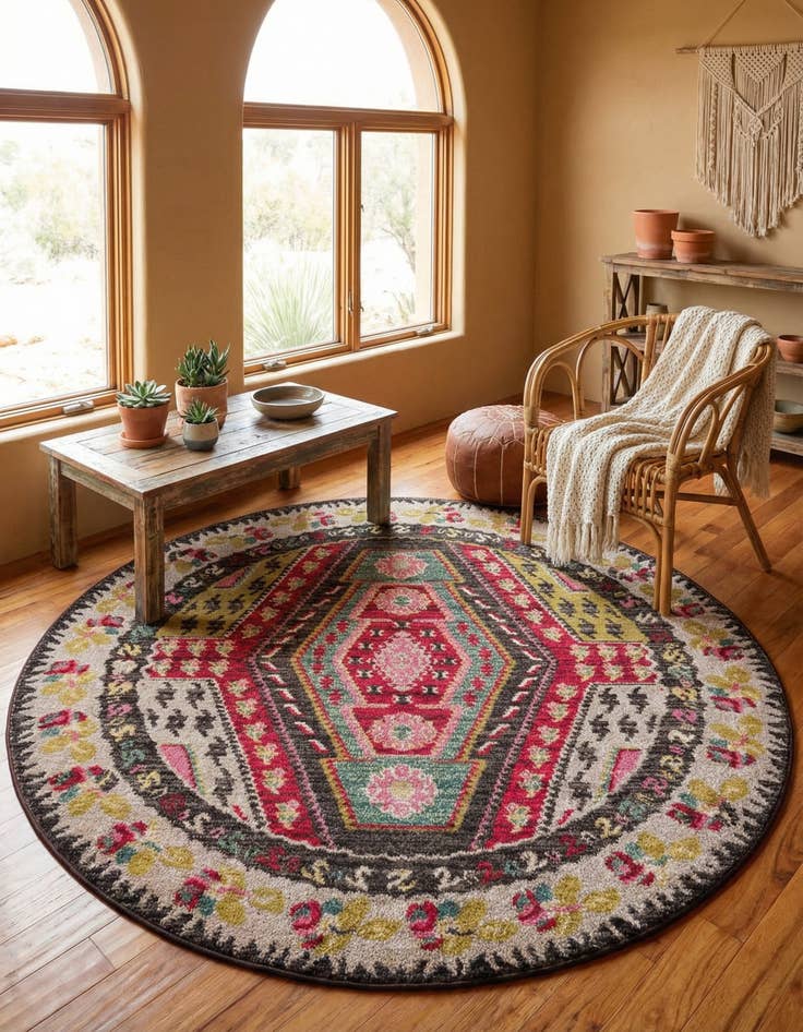 Detail image of 6' x 6' Washable Mesa Round Rug