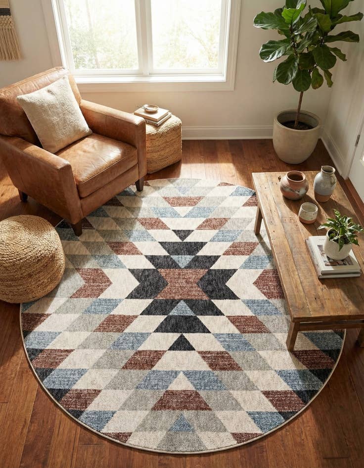 Detail image of 7' x 7' Eco Southwestern Round Rug