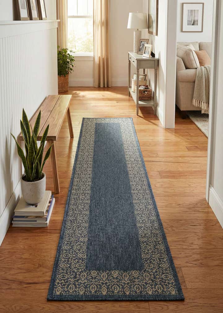 2' 7 x 12' Easy-Clean Border Indoor / Outdoor Runner Rug