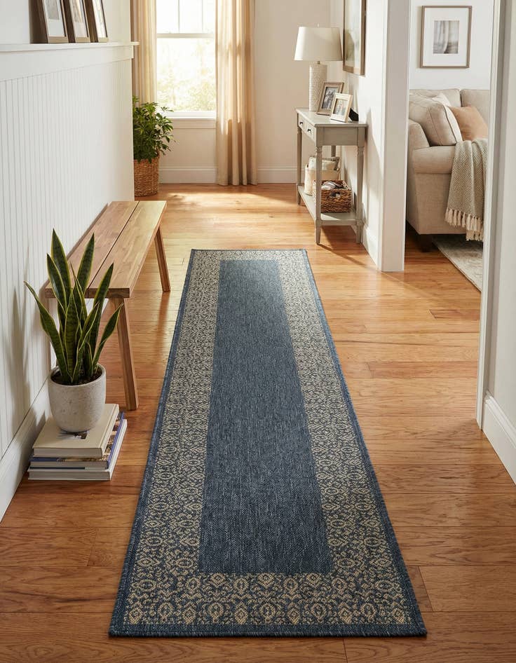 Detail image of 2' 7 x 12'  Washable Border Indoor / Outdoor Runner Rug