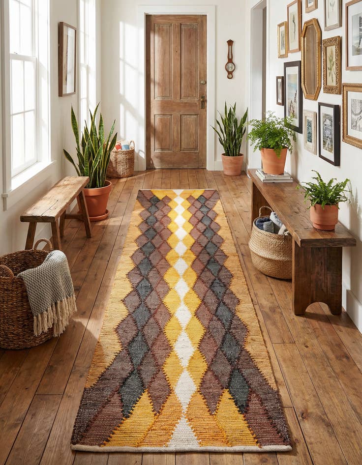 Detail image of 2' 7 x 10' Hand Braided Chindi Cotton Runner Rug