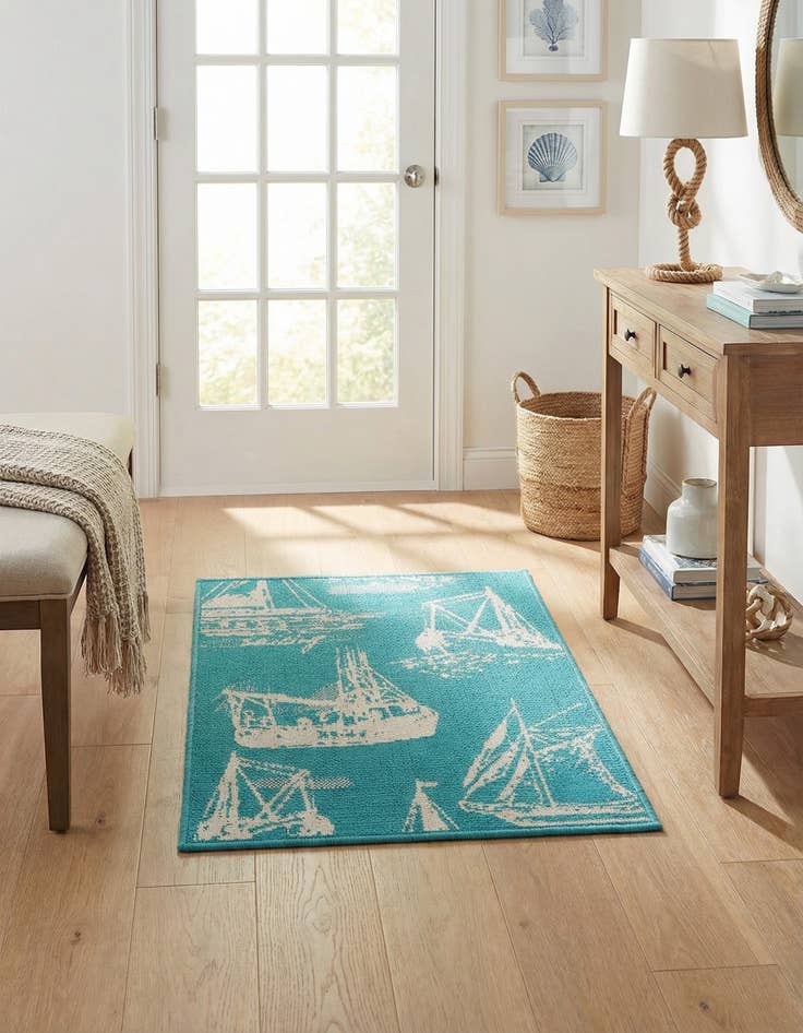 Detail image of 2' x 3'  Washable Coastal Indoor / Outdoor Rug