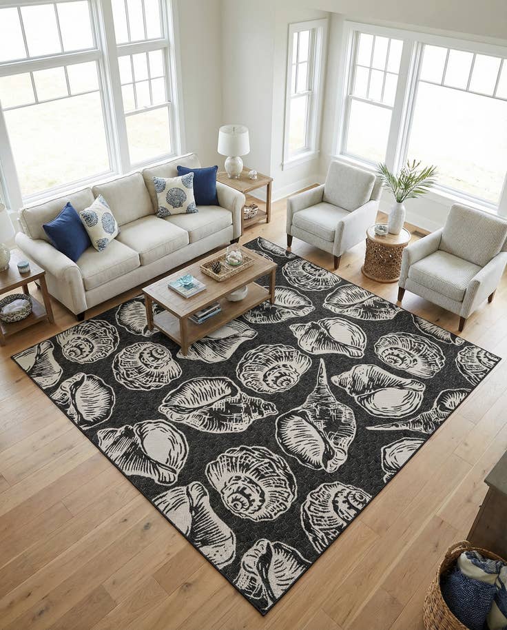 Detail image of 10' x 10' Easy-Clean Coastal Indoor / Outdoor Square Rug