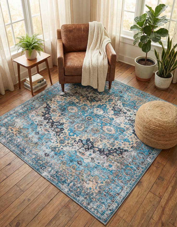 Detail image of 5' 3 x 5' 3 Washable Mangata Square Rug