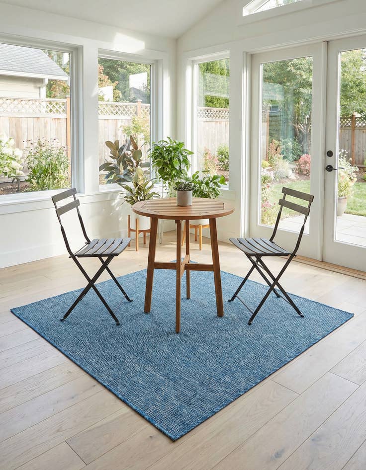 Detail image of 5' 3 x 5' 3 Washable Solid Indoor / Outdoor Square Rug