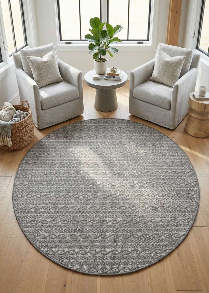 6' x 6' Easy-Clean Modern Indoor / Outdoor Round Rug