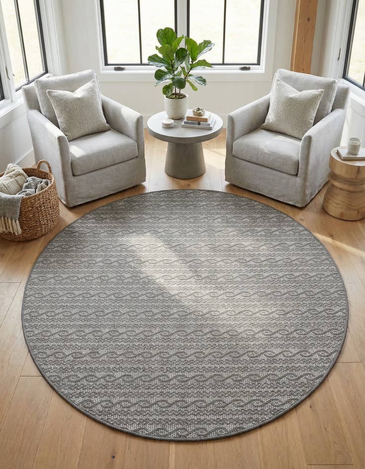 Detail image of 6' x 6' Easy-Clean Modern Indoor / Outdoor Round Rug