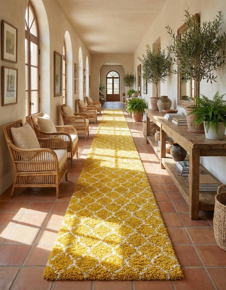 Detail image of 3' 3 x 16' 5 Trellis Shag Runner Rug