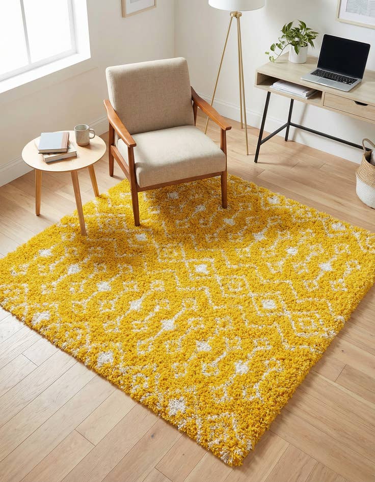 Detail image of 5' 3 x 5' 3 Moroccan Trellis Shag Square Rug