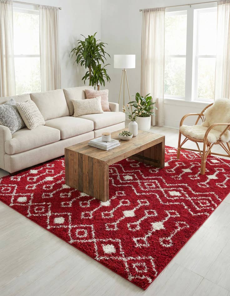 Detail image of 7' 10 x 7' 10 Moroccan Trellis Shag Square Rug