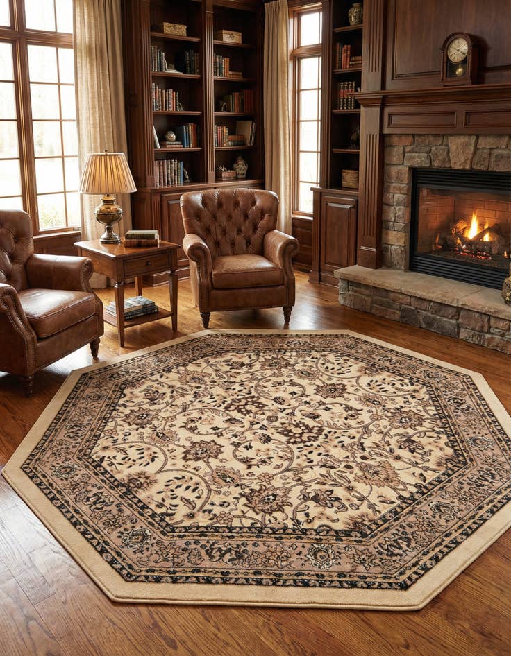 Detail image of 7' 10 x 7' 10 Kashan Design Octagon Rug