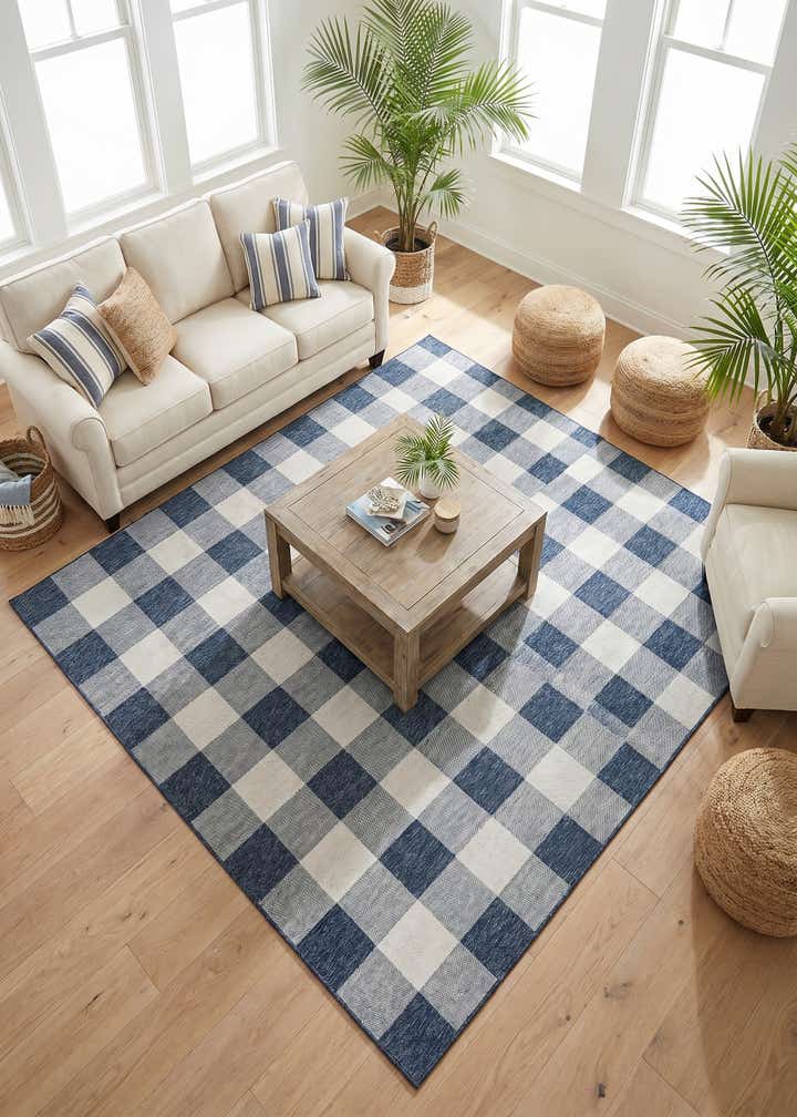 10' x 10' Easy-Clean Checkered Indoor / Outdoor Square Rug
