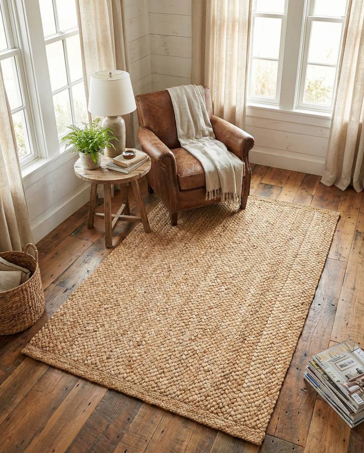 Detail image of 4' 1 x 6' 1 Handmade Heirloom Braided Jute Rug