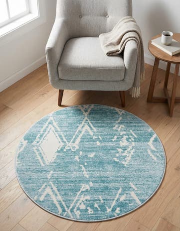 Jill Zarin Turquoise Uptown Carnegie Hill Round Rug