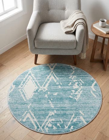 Jill Zarin Turquoise Uptown Carnegie Hill Round Rug