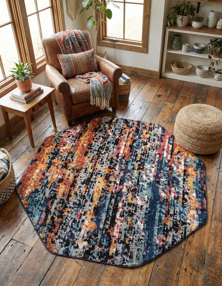 Detail image of 5' 3 x 5' 3 Tagine Octagon Rug