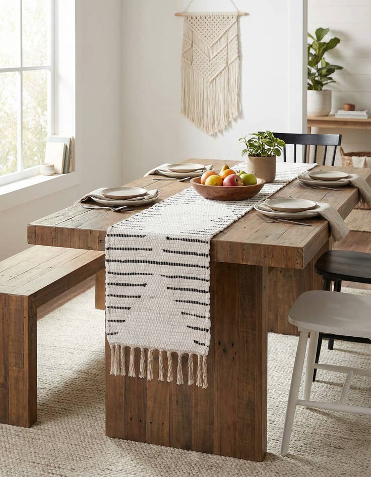 Detail image of 1' 2 x 6' 1  Hand Woven Chindi Cotton Table Runner Rug