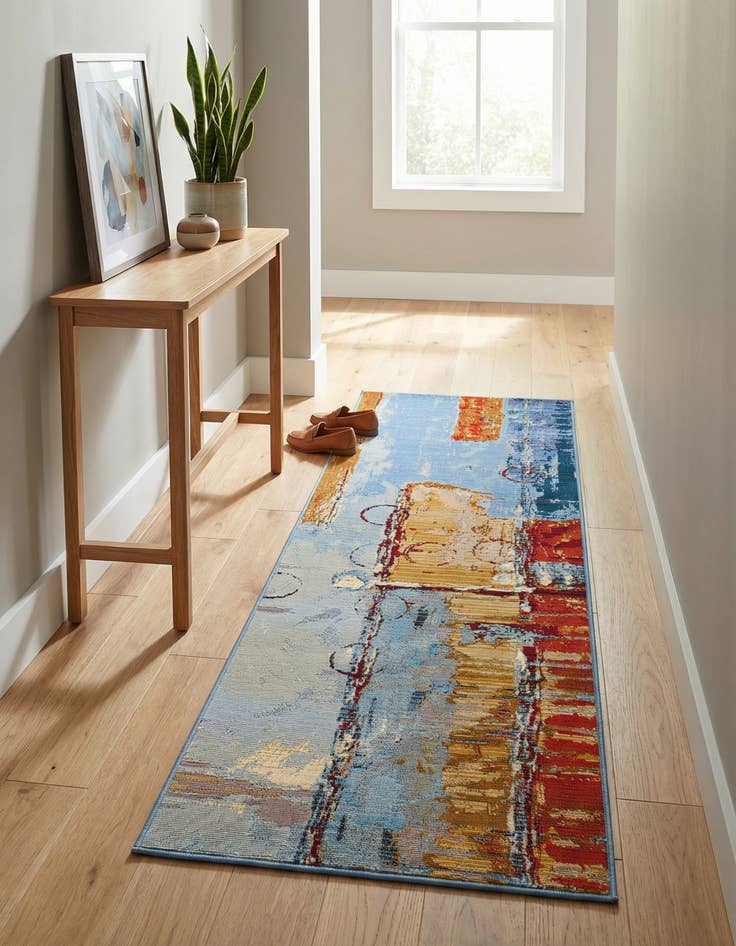 Detail image of 2' x 6' Easy-Clean Modern Indoor / Outdoor Runner Rug