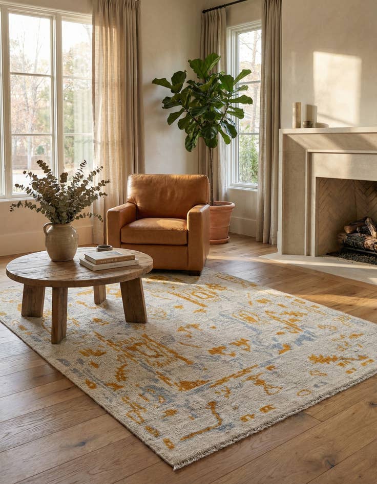 Detail image of 4' 1 x 6' 1 Oushak Wool Rug