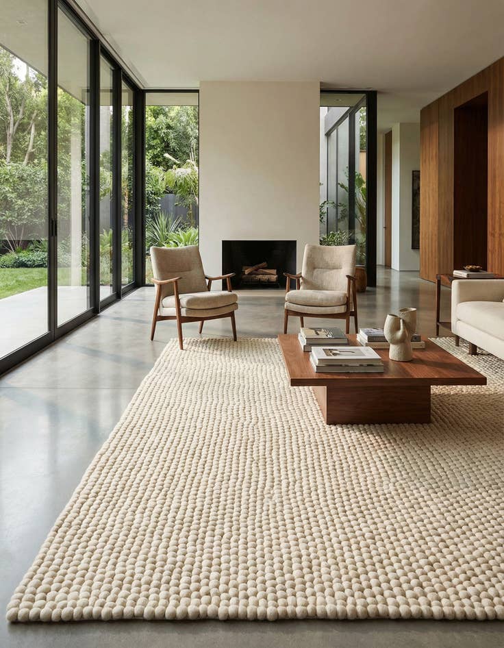 Detail image of 7' 1 x 10' Felt Ball Wool Rug