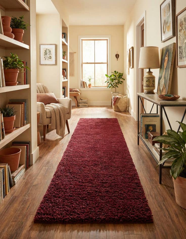 Detail image of 2' 7 x 12' Solid Shag Runner Rug