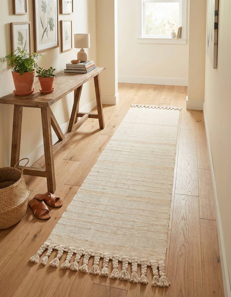 Detail image of 2' 7 x 12'  Hand Woven Chindi Cotton Runner Rug