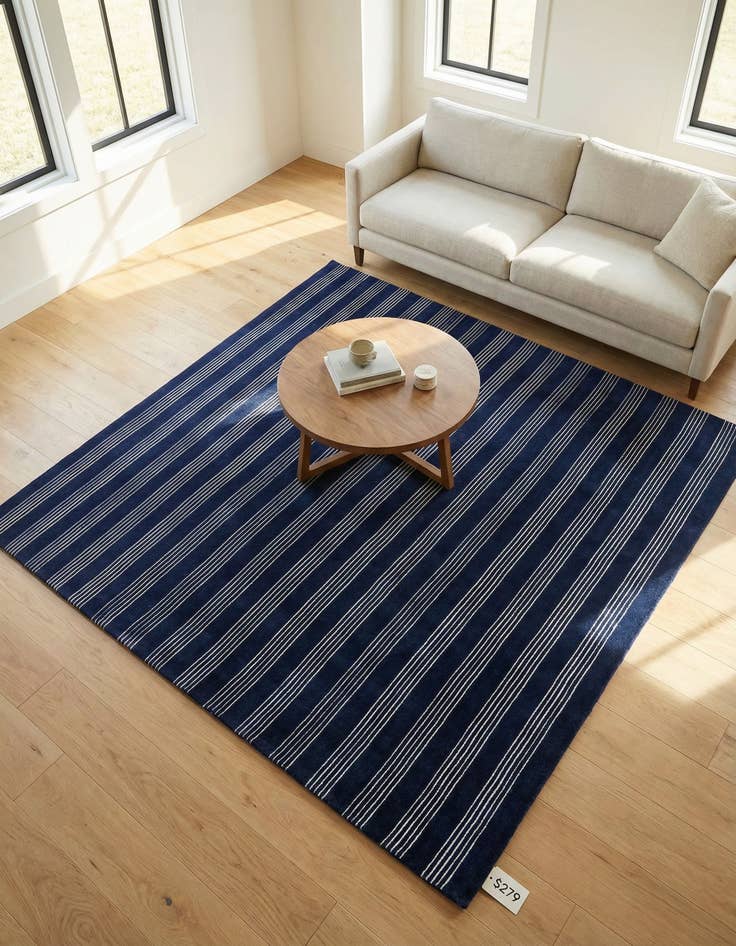 Detail image of 7' 10 x 7' 10 Jill Zarin Striped Wool Square Rug