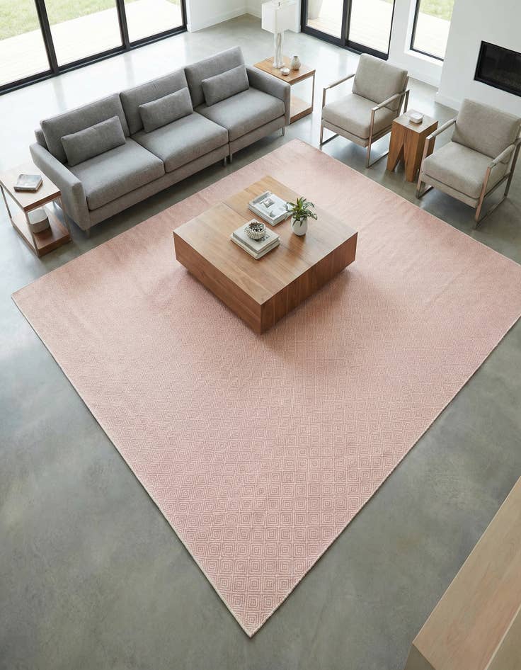 Detail image of 12' x 12'  Hand Woven Geo Trellis Flatweave Square Rug