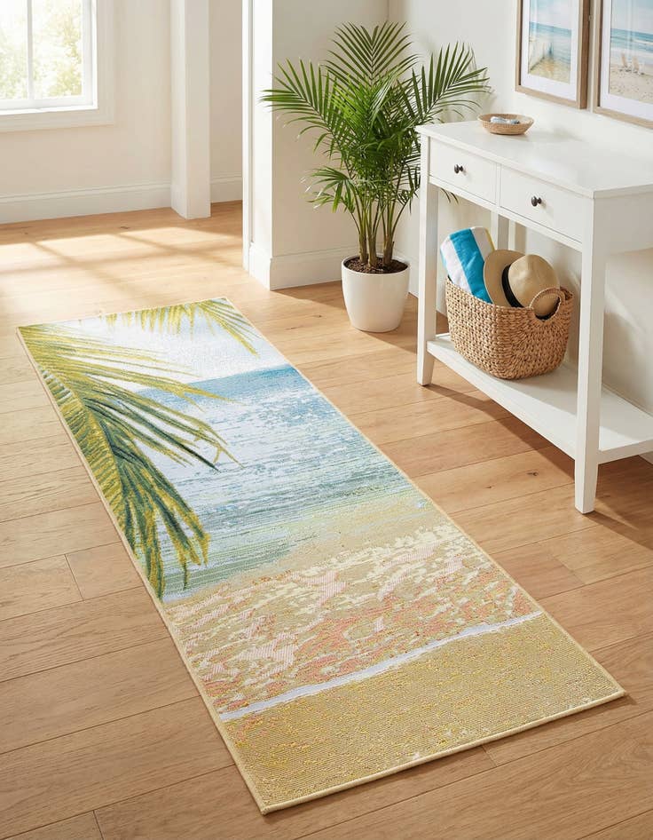 Detail image of 2' x 6' Washable Coastal Indoor / Outdoor Runner Rug