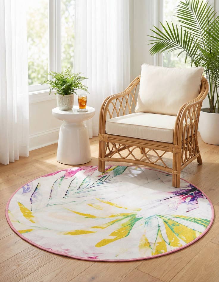 Detail image of 3' 3 x 3' 3  Washable Jill Zarin Caribbean Indoor / Outdoor Round Rug