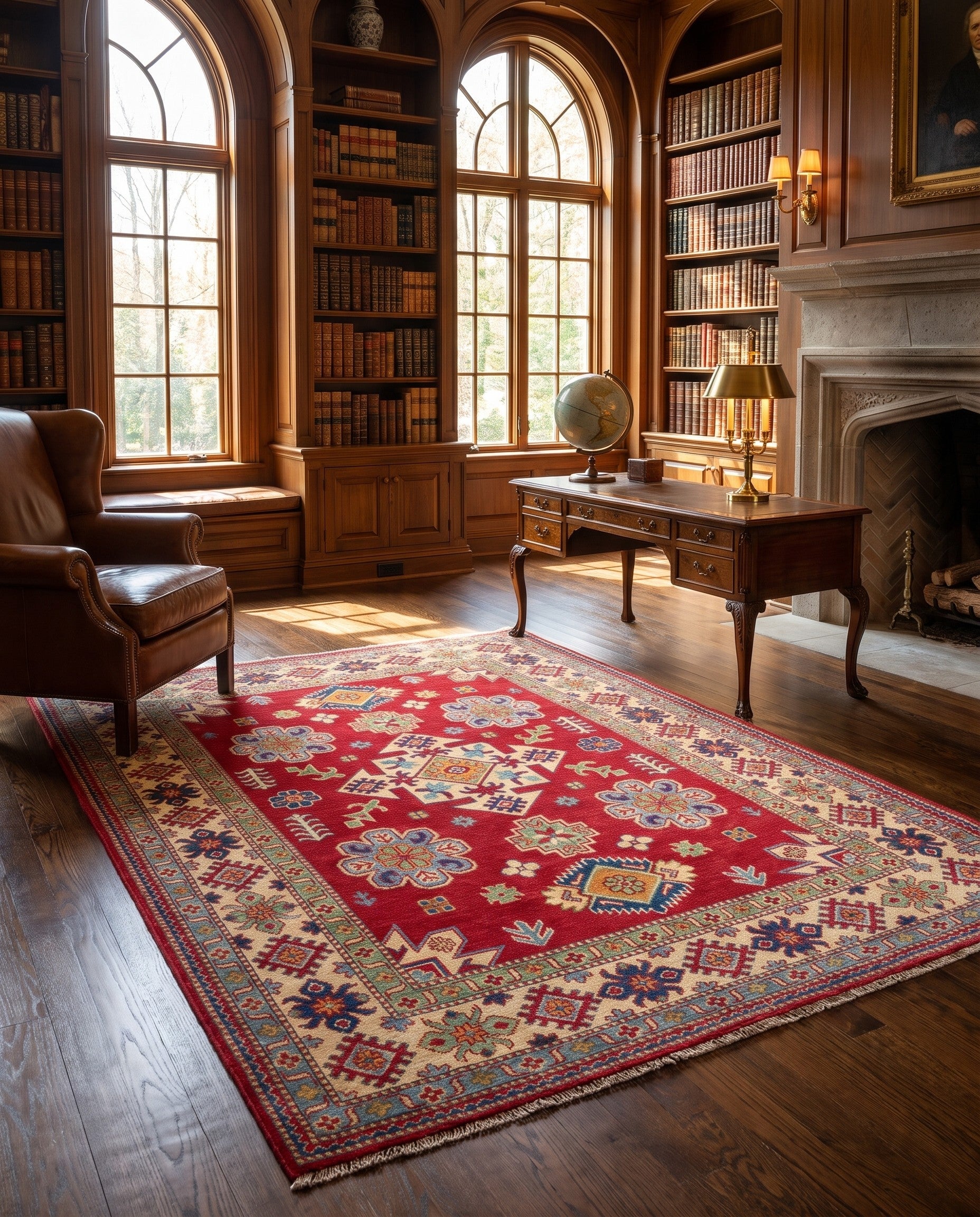 155cm x 210cm Noué main Kazak Tapis
