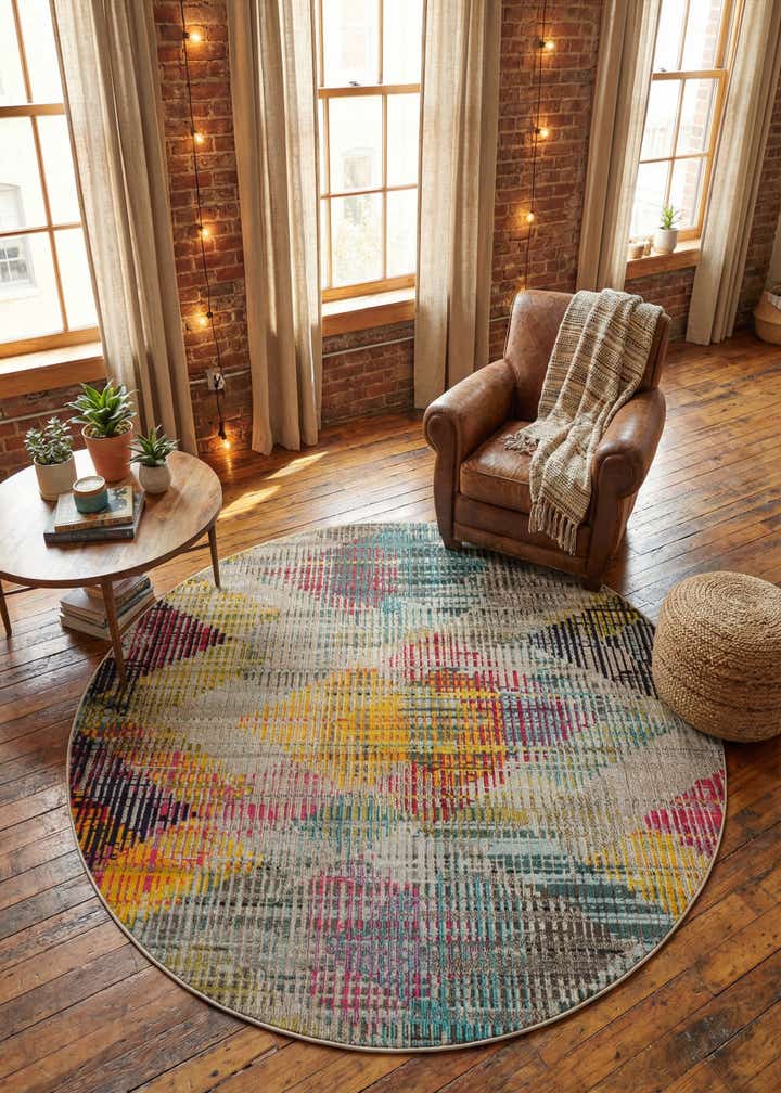 6' x 6' Washable Theia Round Rug