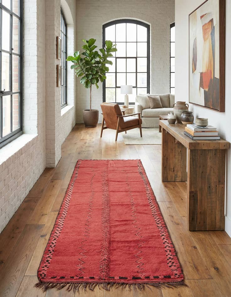 Detail image of 5' 9 x 12' 3 Hand Knotted Moroccan Wool Runner Rug