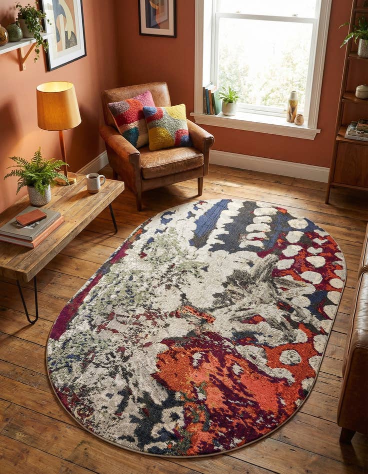 Detail image of 5' 3 x 7' 10  Washable Haerfest Oval Rug
